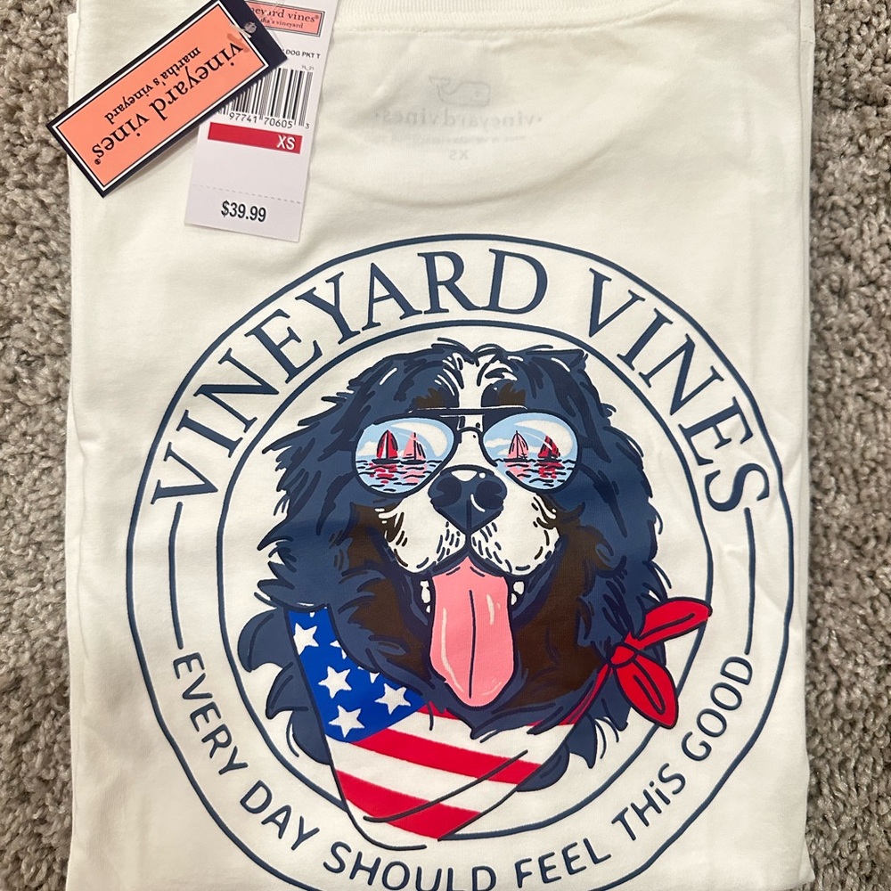New Vineyard Vines Women’s long sleeve Tee Bernese Mountain Dog TShirt Size XS